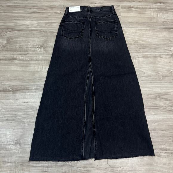 American Eagle Real Good To The Floor Denim Maxi Skirt Dark Wash Size 000 - Picture 3 of 9